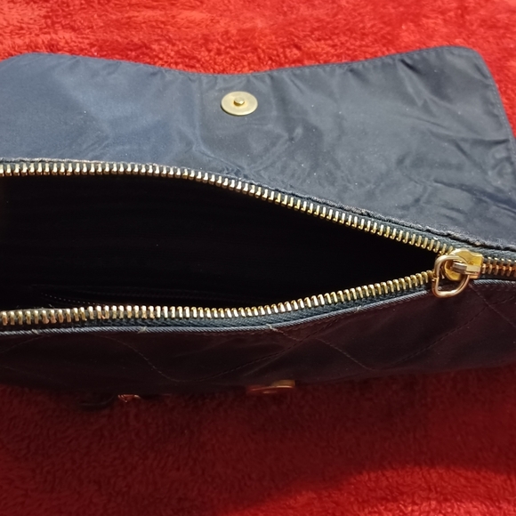 PRADA Gold Chain Bag Shoulder Bag 100% Authentic Navy Blue Crossbody Bag Tote - Picture 13 of 16